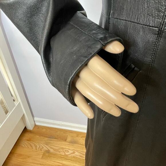 Vera Pelle Italian Leather Black Trench Coat Matrix 12 - Picture 5 of 12